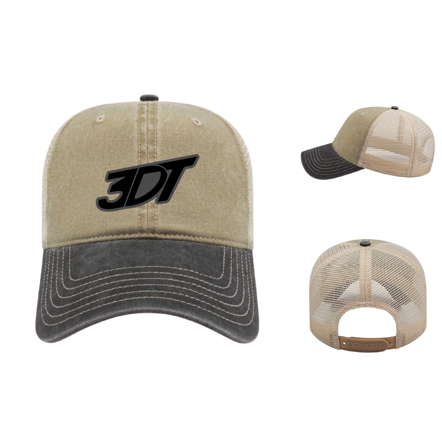 3DT Dimensional Embroidered Washed Pigment Dyed with Washed Trucker Mesh Cap
