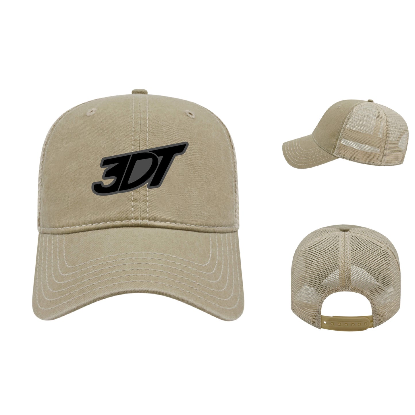 3DT Dimensional Embroidered Washed Pigment Dyed with Washed Trucker Mesh Cap