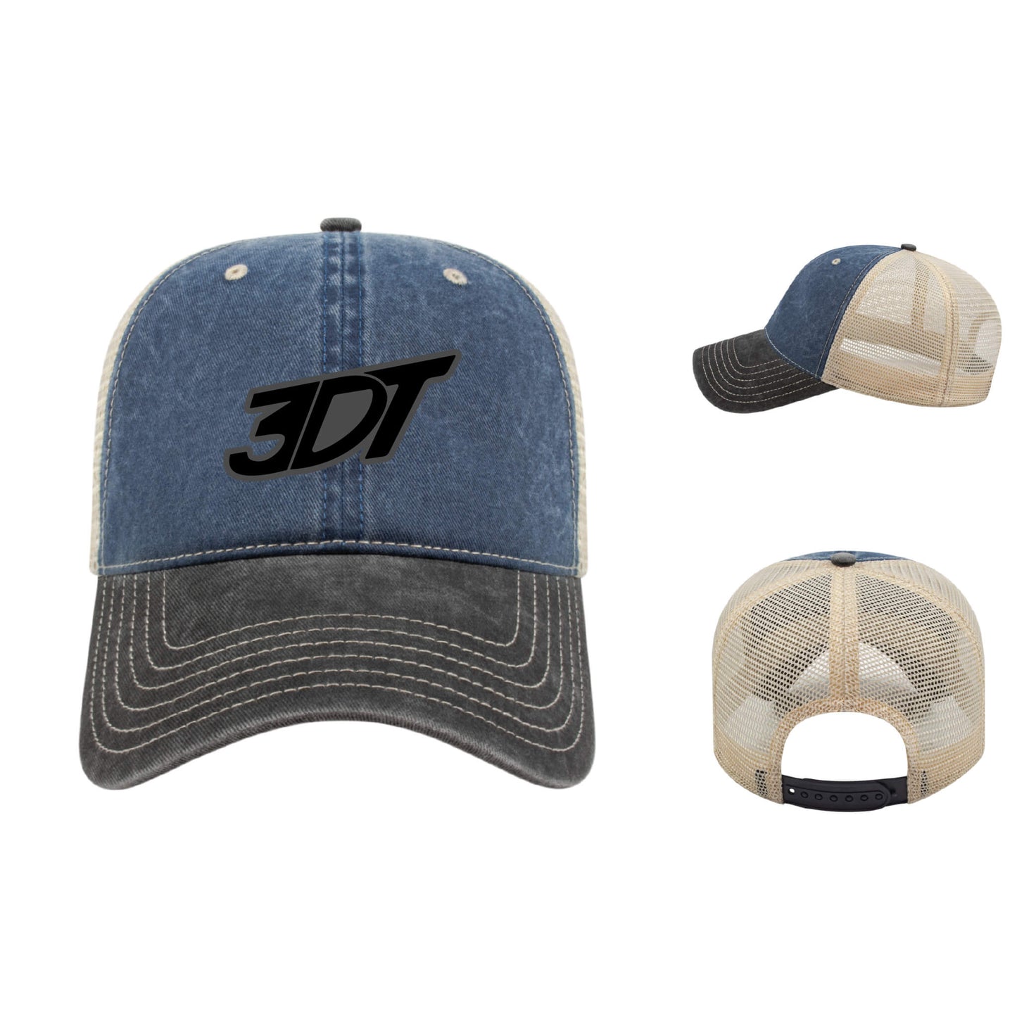 3DT Dimensional Embroidered Washed Pigment Dyed with Washed Trucker Mesh Cap