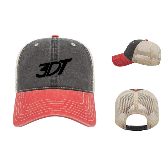 3DT Dimensional Embroidered Washed Pigment Dyed with Washed Trucker Mesh Cap